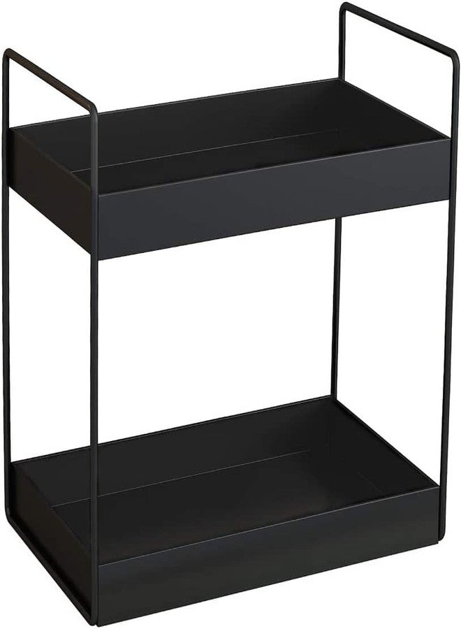 CR18 COLLECTION MULTIPUPOSE Bathroom Countertop Organizer, 2-Tier Vanity Tray Corner Shelf, Cosmetic Makeup Counter Standing Storage, Detachable Organizer Shelf Holder Kitchen(Black, Metal) - Image 5